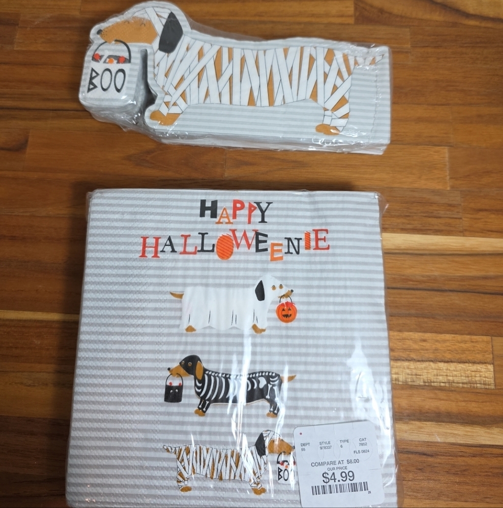 Halloween Dachsund Paper Party Napkins Weiner Dog Costumes 40 Ct Ea Goblin&Ghoul